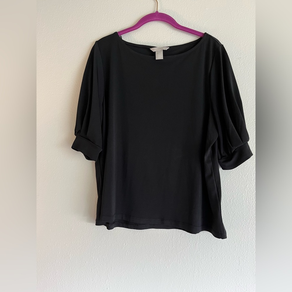 Women’s size large, H&M black puffer sleeve blouse